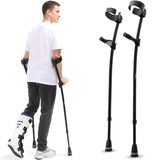 HEALTHBAZAAR Forearm Crutches for Adults, Fashionable Elbow Crutches with Ergonomic Handgrips - Stepless Adjustable Height - All Terrain Tip & Slip-Resistant Base - Magnetic Grip