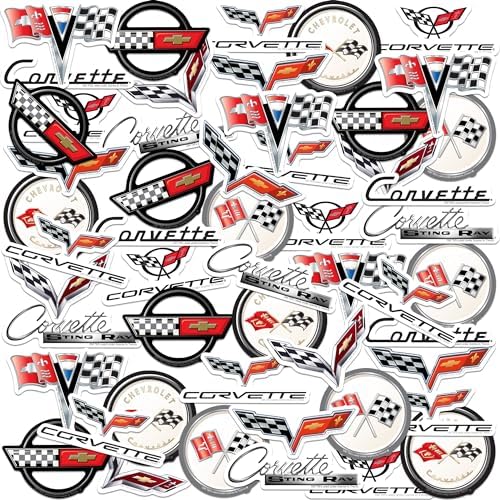 Chevrolet Corvette 50ct Vinyl Large Deluxe Stickers Variety Pack - Laptop, Water Bottle, Scrapbooking, Tablet, Skateboard, Indoor/Outdoor
