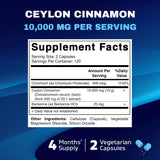 Vitamatic Ceylon Cinnamon 10000 mg Equivalent per Serving with Berberine & Chromium - 240 Vegetable Capsules - Non-GMO & Gluten Free