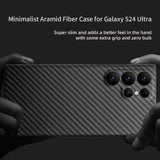 Sisyphy Aramid Fiber Case for Samsung Galaxy S24 Ultra 5G with Carbon Fiber Texture, Super Slim Protective Cover Skin, Soft Touch Sturdy Durable Case, Snap-on Back Cover Wireless Charging Friendly