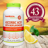 NutriBiotic - Ascorbic Acid with Bioflavonoids Powder, 16 Oz | Highly Soluble Antioxidant & Collagen Support Supplement | 2000 Mg Vitamin C with Lemon Bioflavonoid Complex | Vegan, Gluten & GMO-Free