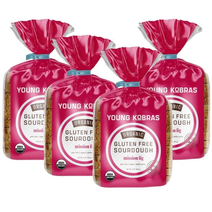 Young Kobras Organic, Gluten-Free Fig Sourdough Bread (4-pack) - Allergen Friendly, Vegan, Gum-Free, Simple Ingredients & Made Fresh to Order