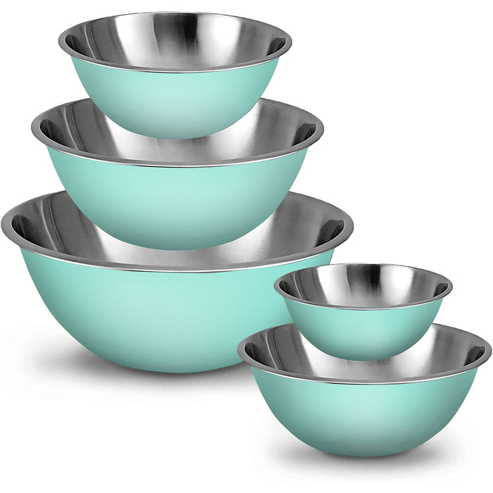 WHYSKO Meal Prep Stainless Steel Mixing Bowls Set, Home, Refrigerator, and Kitchen Food Storage Organizers | Ecofriendly, Reusable, Heavy Duty (Blue)