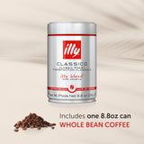 Illy Classico Whole Bean Coffee, Medium Roast, Classic Roast With Notes Of Caramel, Orange Blossom And Jasmine, 100% Arabica Coffee, No Preservatives, 8.8 Ounce Can (Pack Of 1)