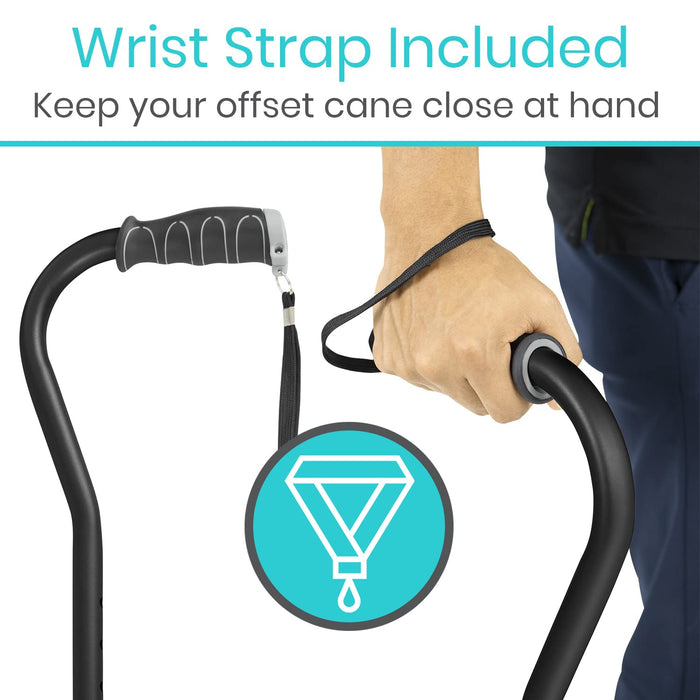 Vive Walking Cane for Women, Men, Elderly - Patented Offset Grip - Lightweight Adjustable Walking Aid with a Non-Slip Tip - Sturdy Balancing Mobility Aid for Seniors