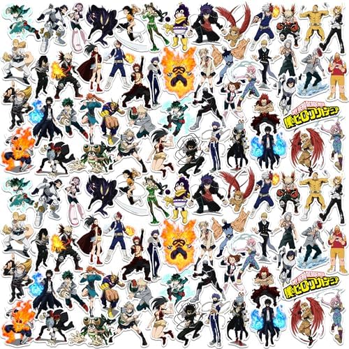 My Hero Academia Character 100ct Vinyl Large Deluxe Stickers Variety Pack - Laptop, Water Bottle, Scrapbooking, Tablet, Skateboard, Indoor/Outdoor