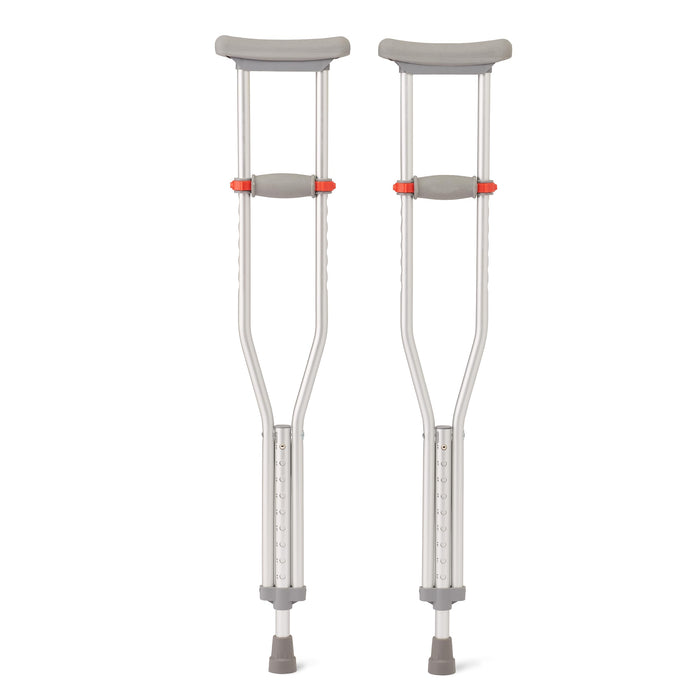 Medline Lightweight Aluminum Red Dot Guardian Crutches, For Patients 5’1”–5’-9”, Walking Aid For Adults & Seniors Comfortably Supports Up To 300lbs