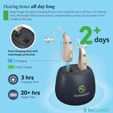 [Bundle] EarCentric EasyCharge Rechargeable Hearing Aids (Beige) + EasyGo Portable Charger [White] + Desktop Charger [Dual-Port]