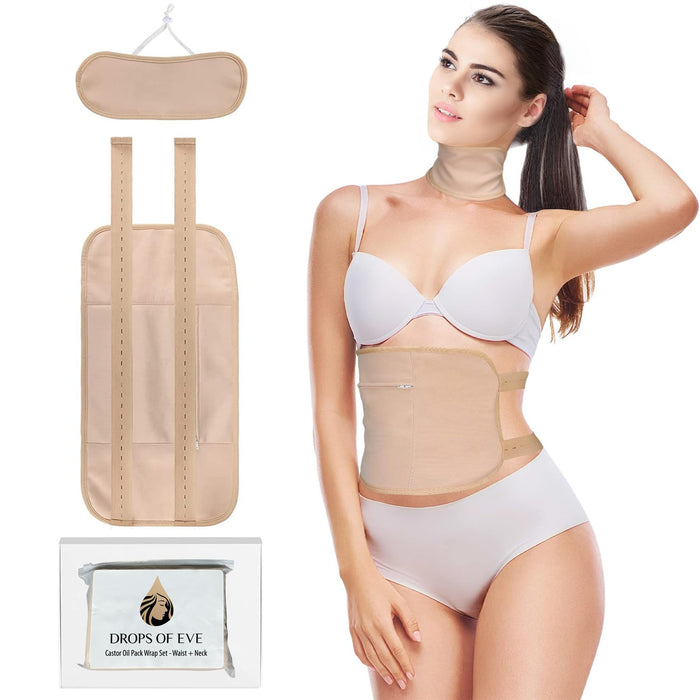 2 pcs Castor Oil Pack Wrap Organic Cotton – Castor Oil Pack Wrap for Liver Detox – Neck and Stomach Castor Oil Packs – Leakproof Design – Universal Size - Oil Not Included