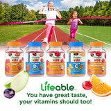 Lifeable Kids Multivitamin – Great Tasting Natural Flavor Gummy – Vegetarian, GMO Free Vitamin Supplement – with Vitamins A, C, D, E, B6, B12, Zinc, Biotin, Folic Acid, Iodine, Niacin – 90 Gummies