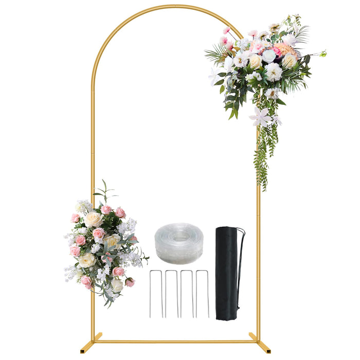 7.2FT Metal Arch Backdrop Stand Gold Wedding Balloon Frame Pergola Arbor