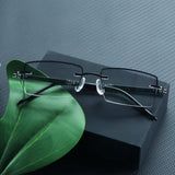 LifeArt Blue Light Blocking Glasses, Computer Reading Glasses, Anti Blue Rays, Reduce Eyestrain, Rimless Frame Tinted Lens with diamond, Stylish for Men and Women (+3.00 Magnification)