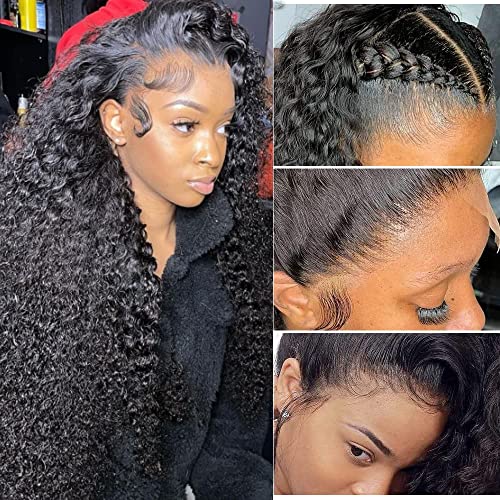 250% Density Deep Wave Lace Front Wigs Human Hair Pre Plucked 13x6 HD Transparent Lace Frontal Wigs Human Hair Deep Curly Glueless Wigs Human Hair for Women 20 Inch