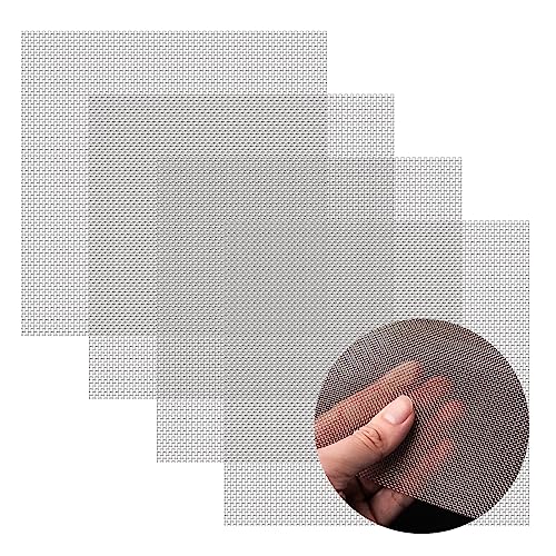 4 Pack 12x12 Inch Wire Mesh, 20 Mesh Stainless Steel Mesh, Never Rust Sturdy Metal Mesh Screen for DIY Projects, Vent, Cage, Garden, Window Screen, Filter Mesh