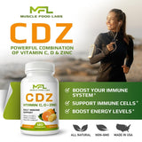 MUSCLE FOOD LABS | C D Z | Vitamin C, 1000mg | Vitamin D3, 125mcg | Zinc, 25mg | Non-GMO & Gluten Free | 120 Vegetarian Capsules |120 Servings