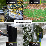 Mueller UltraStorm Cordless Leaf Blower, 130 MPH 20 V Powerful Motor, Electric Leaf Blower for Lawn Care, Battery Powered Leaf Blower for Snow Blowing High Capacity Battery & Charger Green