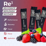 Re3 - Rehydrate - Replenish - Recover Electrolyte Powder Packets. No Sugar, 7 Cal, 1.4 Carbs. The Best Mix of Vitamins and Minerals (Mixed Berry)