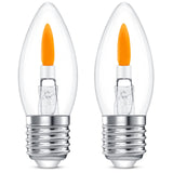 Flicker Flame Light Bulb Flame Tip Halloween Chandelier Flickering Light Bulbs Christmas Replacement Orange Glow Bulbs Crystal Clear Candle Bulb for E26 Edison Base (Clear, C35(2pack))