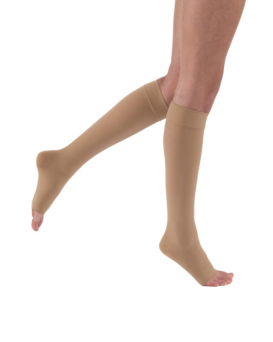 JOBST Relief Knee High Graduated Compression Socks 30-40mmHg - Comfortable Unisex Design - Open Toe, Beige, Medium