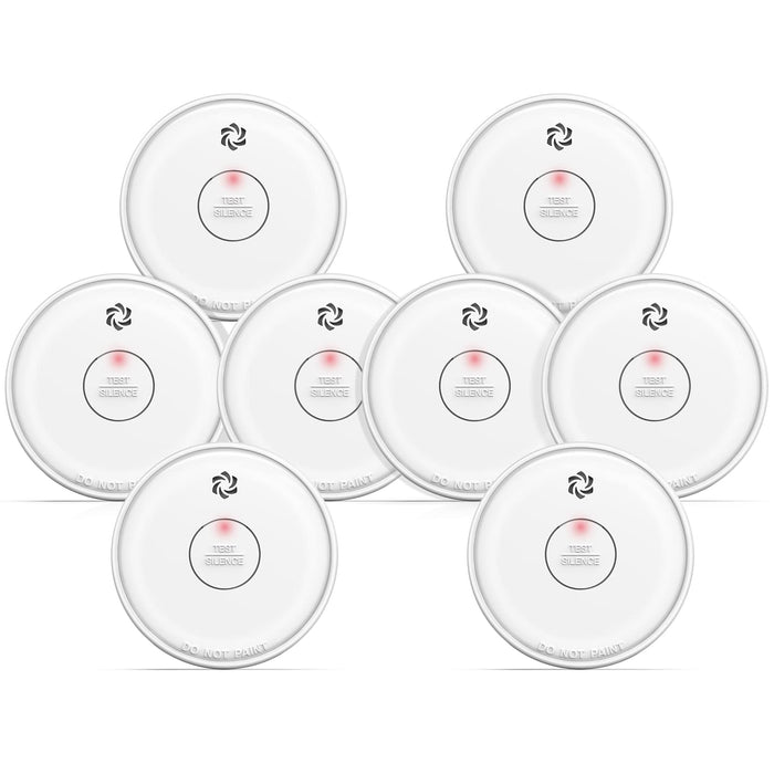 Fire Alarms Smoke Detectors, Smoke Alarm Battery Operated, Fire Alarm with Test Button & Low Battery Signal, Photoelectric Technology Fire Detectors for Bedroom and Home (8-Pack)