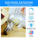 Dimmable LED Edison Light Bulb, G25 (G80) Globe Bulb, 60W Equivalent, 5000K Daylight, Christmas Light, E26 Standard Base, UL Listed, 6-Pack