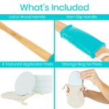 Vive Lotion Applicator for Back, Feet (17.5") - Self Washer Beauty Shower Sponge, Long Handle Cream Wand for Elderly, Women - Apply Medicine, Skin Cream, Body Wash, Sunscreen