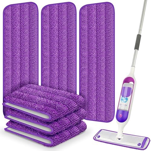 6 Pack Reusable Mop Pads Compatible with Swiffer PowerMop, Wood Floor Pads Mop Refill Pads Mop Pads Refills Microfiber Mop Pads for 13''-15'' Microfiber Spray Mop Machine Washable