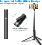 TONEOF 60" Cell Phone Selfie Stick Tripod,Smartphone Tripod Stand All-in-1 with Integrated Wireless Remote,Portable,Lightweight,Tall Extendable Phone Tripod for iPhone and Android