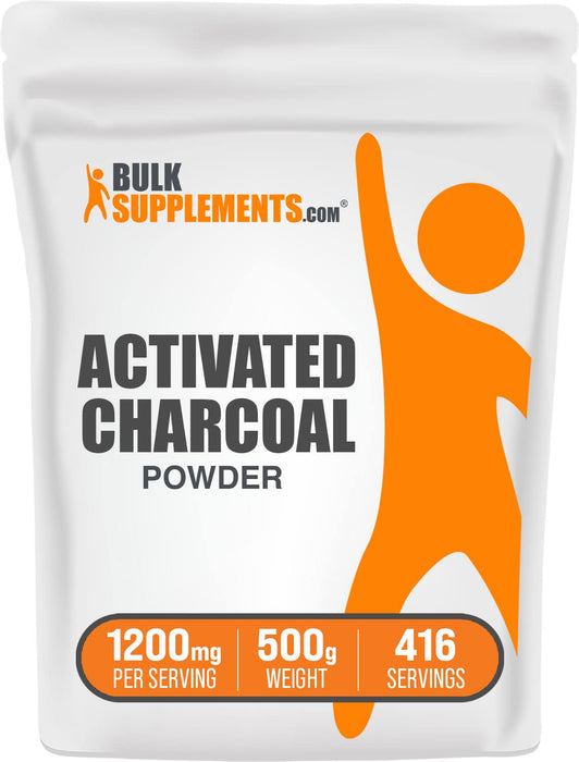 BulkSupplements.com Activated Charcoal Powder - Coconut Charcoal, Charcoal Powder for Teeth Whitening - Activated Charcoal Odor Absorber, Vegan & Gluten Free - 1200mg per Serving, 500g (1.1 lbs)