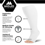 Mojo Compression Socks for Women and Men 20-30 mmHg - Men and Womens Toeless Compression Stockings for Post Surgery Recovery, Flights, Travel - White, 2X-Large - AB211