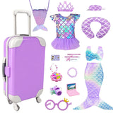 18 inch Girl Doll Accessories Case Luggage Travel Play Set with Doll Clothes Camera Travel Pillow Bag Dress Glasses Doll Stuff Fit 18 inch Doll Christmas Birthday Gift