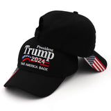 Trump Merchandise Trump Hat 2024 for President MAGA Hat Make America Great Again with USA Flag Cap Donald Trump Gifts Black