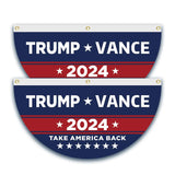 2 Pcs Trump Vance 2024 Half Fan Flags Trump Take America Back Half Fan Bunting Flags Voted for Trump Semi-Circular Flags With Brass Grommets Decoration for Outdoor Fence Decorations