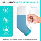 MedVance- Urinals for Men 1000ml with Glow in The Dark Spill Proof Pop Cap Lid, Plastic Pee Bottles for Men, Male Urinals, Pee Container Men, Portable Urinal for Car, Elderly & Incontinence (1 Pack)