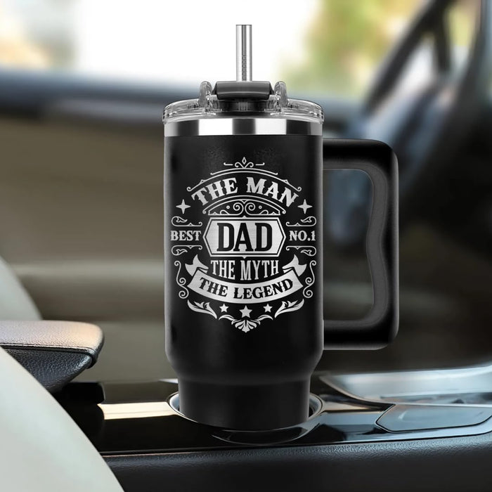 Christmas Gifts For Dad - Dad The Man The Myth The Legend Tumbler 40Oz, Birthday Gifts for Dads from Daughter, Son, Kids, Papa Mug for Daddy Elderly Fathers, Christmas Presents Ideas and Coffee Cups