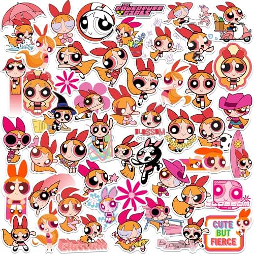 Powerpuff Girls Blossoms 50ct Vinyl Large Deluxe Stickers Variety Pack - Laptop, Water Bottle, Scrapbooking, Tablet, Skateboard, Indoor/Outdoor