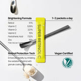 VITALBEAUTIE Super Retinol C (Powder, Skincare Supplement) - Vitamin A, C, D, E, Pantothenic Acid, Zinc, L-Cysteine for Skin Radiance and Tone Vegan Authorized AMOREPACIFIC - 30 Packets