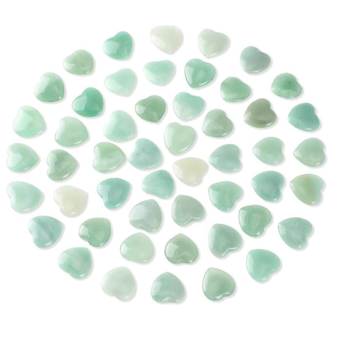 Gerrii 50 Pcs Heart Healing Stone Bulk Quartz Heart Green Aventurine Inspirational Stones Mother Day Gift for Women Love Pocket Polished Natural Energy Balancing Meditation 0.8 Inch