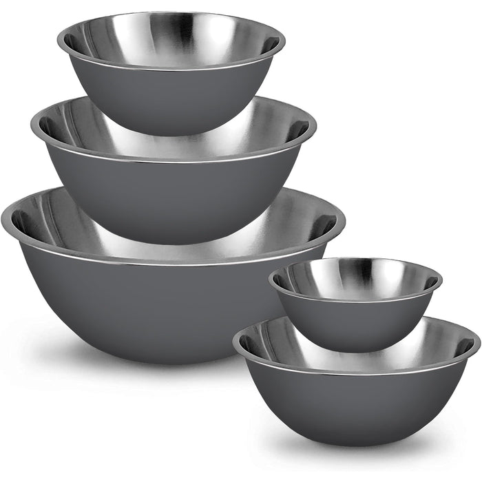 WHYSKO Meal Prep Stainless Steel Mixing Bowls Set, Home, Refrigerator, and Kitchen Food Storage Organizers | Ecofriendly, Reusable, Heavy Duty (Gray)