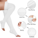 Thigh High 20-30mmHg Compression Stocking Toeless Compression Socks for Women & Men Circulation with Silicone Dot Band