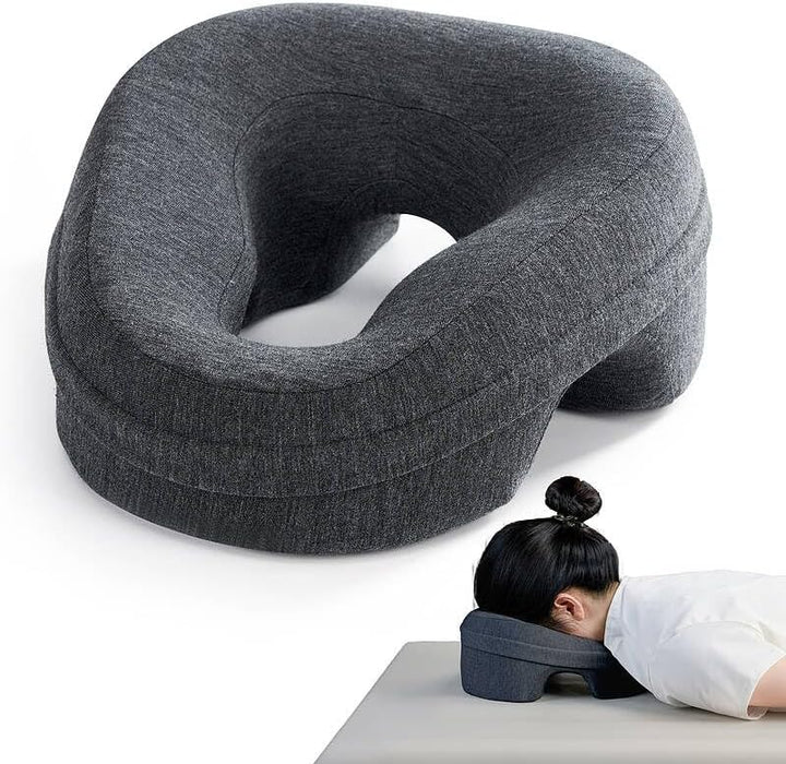Face Down Pillow for Bed, Massage Headrest Face Pillow After Eye Surgery, Memory Post-Eye Recovery or Beach Tanning, Prone Sleepers with Breathable Desig (Dark Gray)