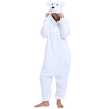 NAITOKE Adult Animal Onesie Halloween Costume Cosplay One-Piece Pajamas Women Man Teens White