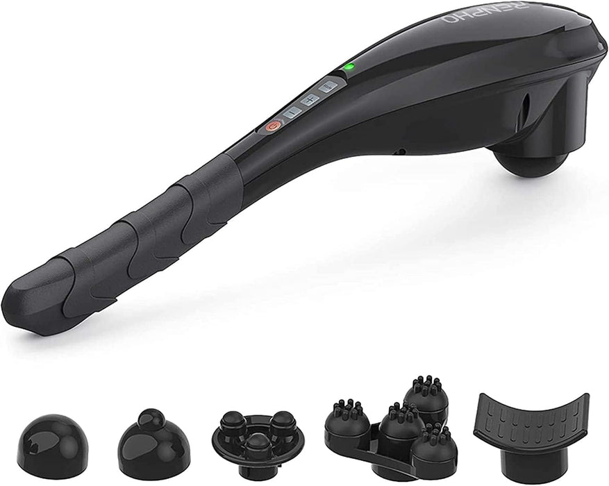 RENPHO Rechargeable Hand Held Deep Tissue Massager for Muscles, Back, Foot, Neck, Shoulder, Leg, Calf Cordless Electric Percussion Body Massage with Portable Design, Black