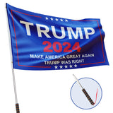 Trump Flag 2024 With Pole, Make America Great Again Trump Flag With Pole, Trump Was Right Banner, 3X5Ft, 1 Ply With Vivid Patriotic Colors Design Uv & Fade Resistant 2 Brass Grommets