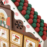 PIONEER-EFFORT Christmas Wooden Advent Calendar Gingerbread House with Drawers and LED to Fill Candy and Small Surprise for Kids and Adults - Holiday Decoration 10.31 x 2.17 x 17.72 inches