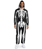 Tipsy Elves Halloween Skeleton Costume for Men - Comfy Easy Adult Onesie Jumpsuit - Front and Back Print with Zip Up Mask - Men's White Skeleton Jumpsuit Halloween Costume Size Large