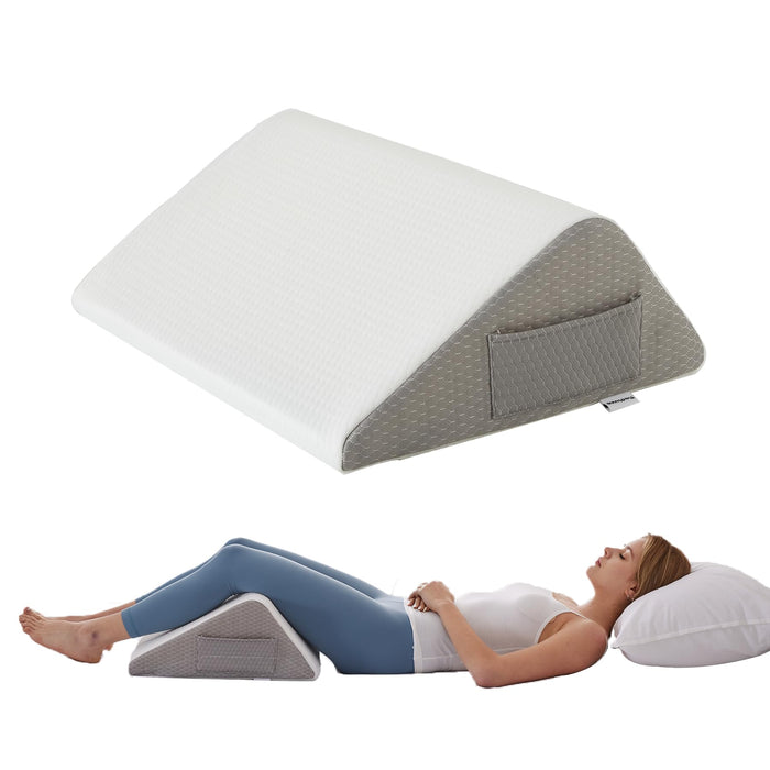 Knee Wedge Pillow, Memory Foam Leg Pillow Bed Wedge for Sleeping, Post Surgery Triangle Pillow Wedge for Knee Support, Leg Elevation, Knees Hip Back Pain Relief (23.6" x 26" x 10", Extra Large, White)
