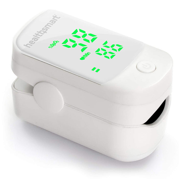 HealthSmart Pulse Oximeter for Fingertip That Displays Blood Oxygen Saturation Content, Pulse Rate and Pulse Bar with LED Display, Accurate and Reliable, Green