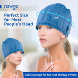 NEWGO Microwave Heating Pad for Head Tension Headache Migraine Relief Hat, Migraine Head Wrap for Sinus Pressure Relief Blue