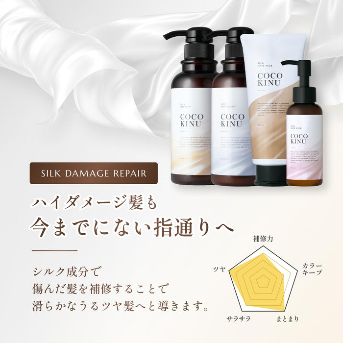 COCO KINU Salon Shampoo, Treatment, Hair Mask, Hair Milk (4-piece set) - Professional salon exclusive, intensive damage repair, with a silky soap fragrance.